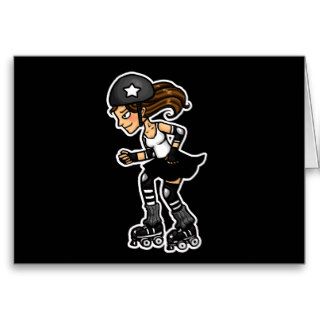 Roller Derby Jammer black and white Greeting Cards