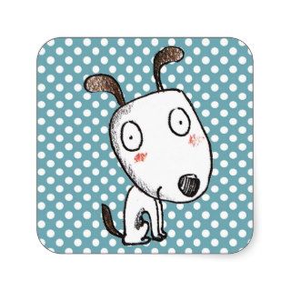 cute cartoon dog square sticker