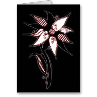 Black Red & White Swirly Flower by Naomi Cards