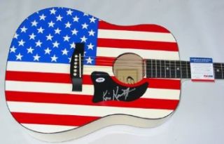 Kris Kristofferson Autographed Signed Flag Guitar & Proof PSA   Signed Guitars Entertainment Collectibles