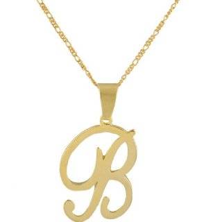 Gold Filled Script Letter B Pendant with an 18 Inch Necklace Jewelry