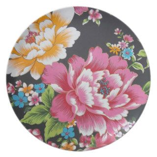 Retro Chinese Hakka Traditional Floral Pattern Dinner Plates