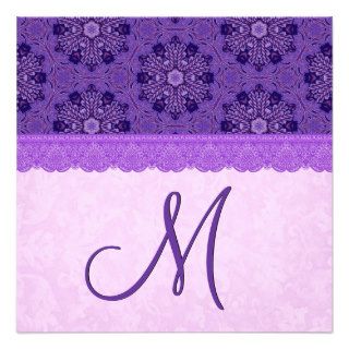 TT103 Purple with Lace Floral Pattern Wedding Invite