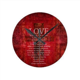 Love Is Patient Love Is Kind Bible Verse Round Wall Clocks