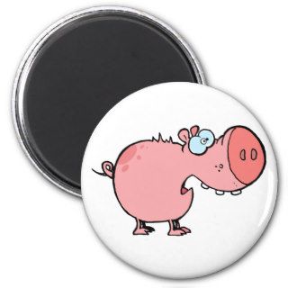 Cartoon Pig Looks Scared Refrigerator Magnet