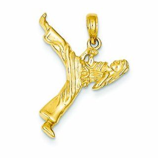 Genuine 14K Yellow Gold Girl Karate Charm 1 .9 Grams Of Gold Jewelry