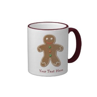 Personalized Cute Holiday Gingerbread Man Mugs