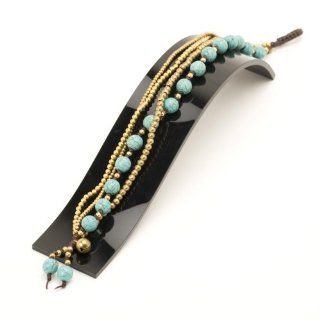New turquoise charm beads brass ankle bracelet anklet by 81stgeneration Jewelry