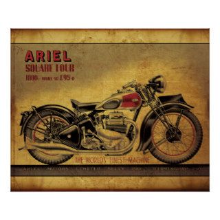Ariel square four vintage motorcycle poster