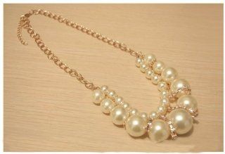 Artificial Pearl Shiny Diamond Necklace Graceful Fake Collar Necklace Jewelry