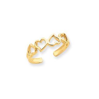 Band of Hearts Toe Ring in 14 Karat Gold Jewelry