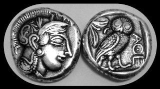For Percy Jackson Fans "Mark of Athena" Most Famous Coin Reproduction of Athena & Her Owl. Athena is the Goddess of wisdom. (455 449 B.C.) (24 mm, 11 g) Heavy Silver Plate  Collectible Coins  