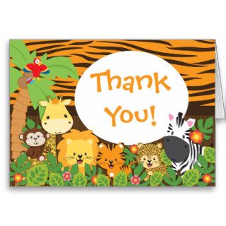 Cute Jungle Safari Animals Thank You Greeting Card