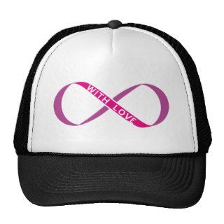 pink infinity sign and text with love mesh hat