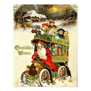 Santa Claus's Bus   Vintage Merry Christmas Personalized Invitation