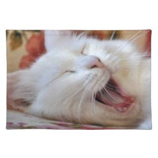 Cute Portrait Of A Yawning Van Cat Placemats