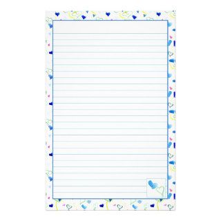 Blue Hearts Lined Stationery Letter Writing Paper