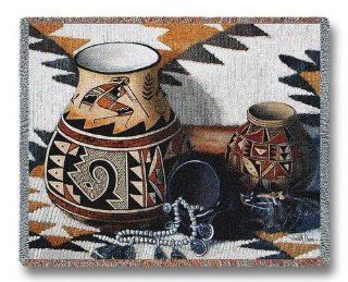 Kokopelli Pot Bw 4346 T   Throw Blankets