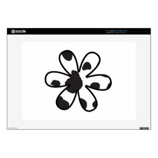 Flowers Petals Animal Print Cow Black, White 15" Laptop Skin