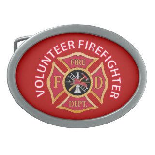 Volunteer Firefighter Maltese Cross Oval Belt Buckles