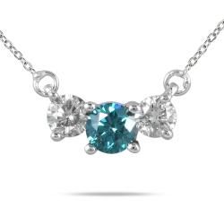 14k White Gold 1/2ct TDW Blue and White Diamond Necklace (H I, I1 I2) Diamond Necklaces