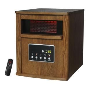 Lifesmart 1500 Watt 6 Element Infrared Bulb Heater with Wood Cabinet and Remote LS W6 IQH IN