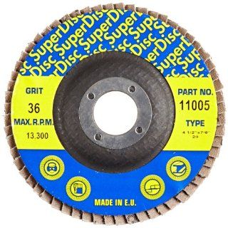 Sundisc 11005 Type 29 Standard Density Abrasive Super Flap Disc, X Weight Poly/Cotton Blend, Zirconia, 4 1/2" Diameter, 36 Grit, 7/8" Arbor (Pack of 5)
