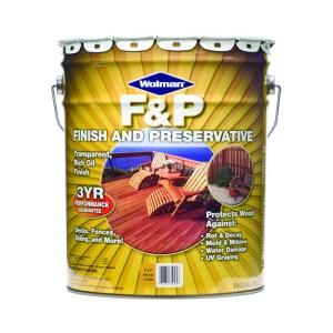 F&P Finish & Preservative 5 gal. Transparent Oil Based Natural Deep Penetrating Exterior Wood Stain DISCONTINUED 202353