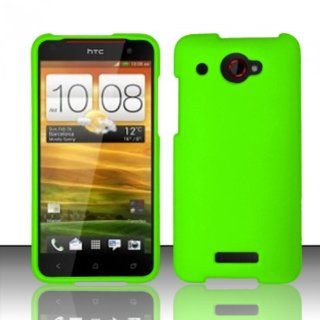 For HTC Droid DNA 6435 (Verizon) Rubberized Cover Case   Neon Green Cell Phones & Accessories