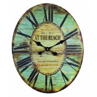 Wooden Vintage At The Beach Wall Clock 19"   Nautical Clocks   Nautical Decor   Toys & Games