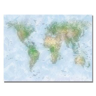 Michael Tompsett 'Watercolor Cities World Map' Canvas Art Trademark Fine Art Canvas