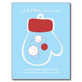 Cut Out Mitten Ornament Post Cards