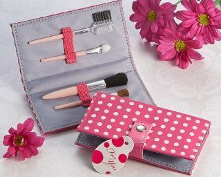 Pretty in Pink Polka Dot Makeup Brush Kit   Bridal Wedding Shower Favors   Keepsake Guest Favors (Bulk Buy Sale)  Makeup Sets  Beauty