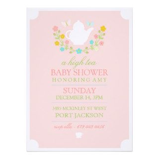 Pink High Tea Baby Shower Invitation