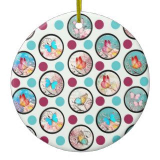 Butterfly Polka Dots Print Christmas Tree Ornament