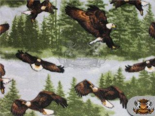 Fleece Fabric Printed *SOARING EAGLE FORREST* / 58" W / Sold by the yard N 469
