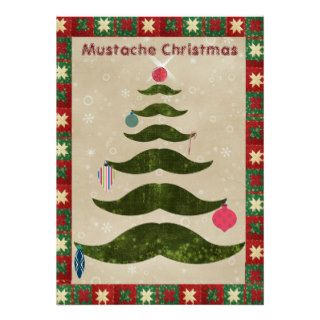 Mustache Christmas, funny Mustache christmas tree Invite