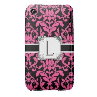 Letter L Monogram Floral Damask Typography Scroll Case Mate iPhone 3 Cases