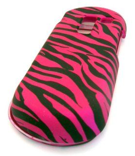 Samsung R455c Straight Talk Hot Pink Zebra HARD Rubberized Feel Rubber Coated Case Skin Cover Protector Cell Phones & Accessories