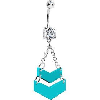 Turquoise Acrylic Ascending Chevrons Belly Ring Body Candy Jewelry