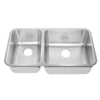 American Standard 14CL.331900.073 Prevoir 31.50 Inch Stainless Steel Undermount Double Combination Bowl with Small Bowl on Right Kitchen Sink, Radiant Silk   Undercounter Double Stainless Steel Sink  