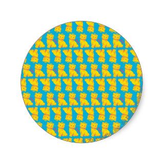 Yellow Cat on Blue pattern Round Sticker