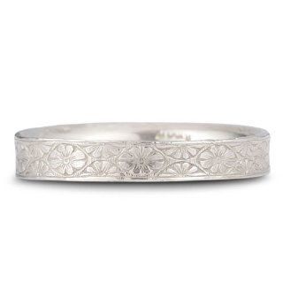 Vintage Floral Wedding Band in 14K White Gold Jewelry