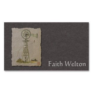 Rustic Wood Windmill Business Card Templates