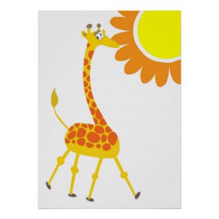 Cute Giraffe Poster with Cheerful Sunflower   TBA