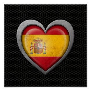Spanish Heart Flag Steel Mesh Effect Posters