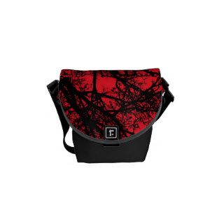 Black and Red Tree abstract mini messenger bag