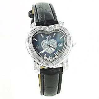 Ladies Floating Diamond Watch Luxurman Blue Heart Watches