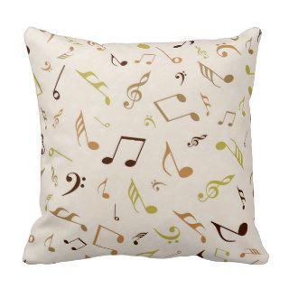 Black & White Music Notes Decorative Throw Pillow