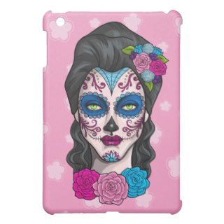 Day of the Dead Calavera Girl in Blue and Pink Cover For The iPad Mini